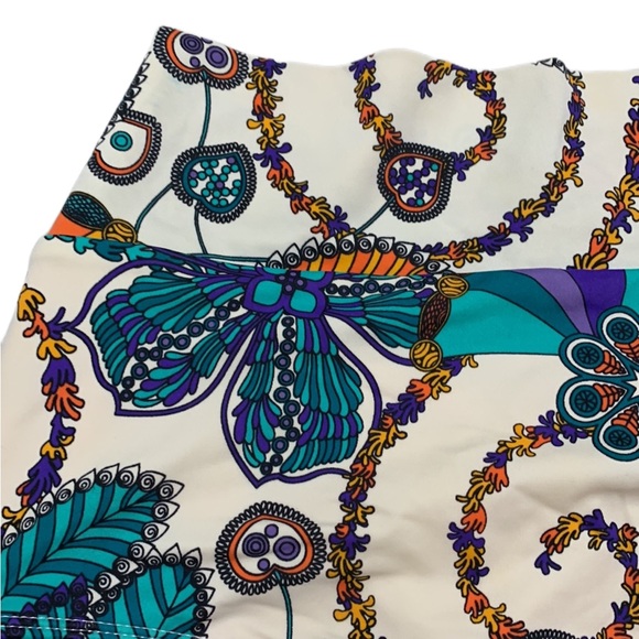 Doll Swimwear Paisley Print High Waisted Ruched Swim Shorts - Picture 4 of 10